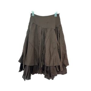 Brown frilly tiered skirt small